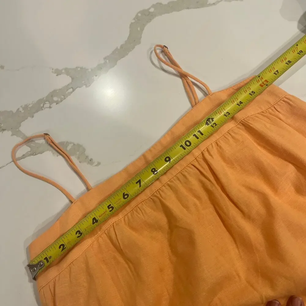 Abercrombie & Fitch Linen Blend Tiered Maxi Dress Medium Petite Cantalope Orange
